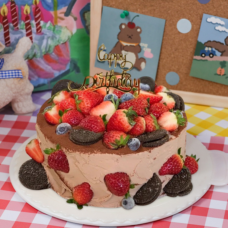 黑森林巧克力生日蛋糕同城配送网红儿童男女创意定制草莓水果深圳