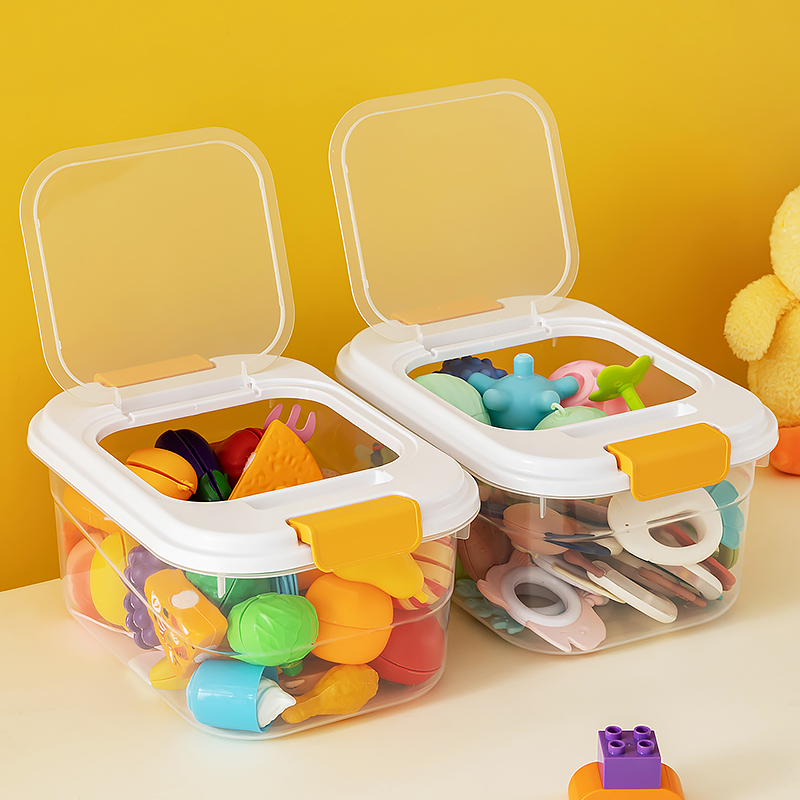 防尘玩具收纳箱婴儿牙胶收纳盒宝宝翻盖家用透明储物箱儿童整理箱