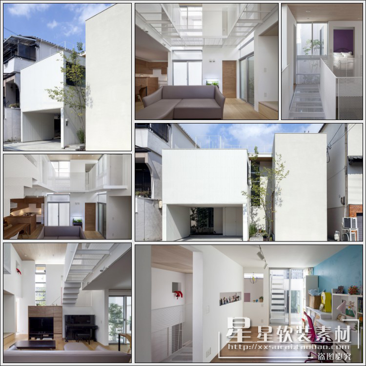 星星软装-42套现代极简风格日本建筑住宅设计别墅外观+室内设计图