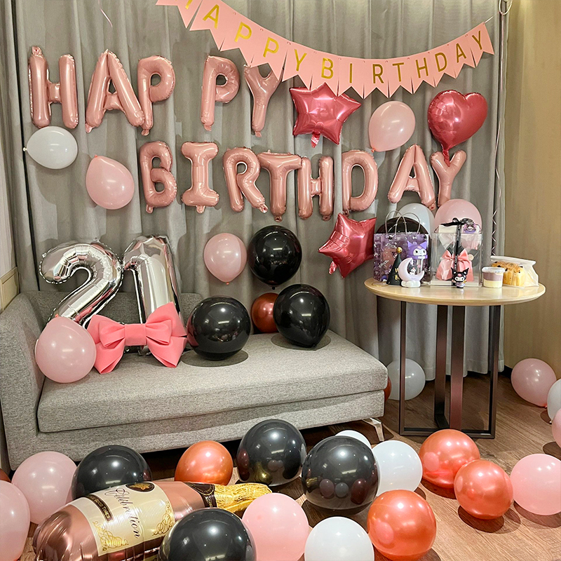 生日布置场景装饰快乐派对男孩女孩用品背景墙气球网红18岁成人礼