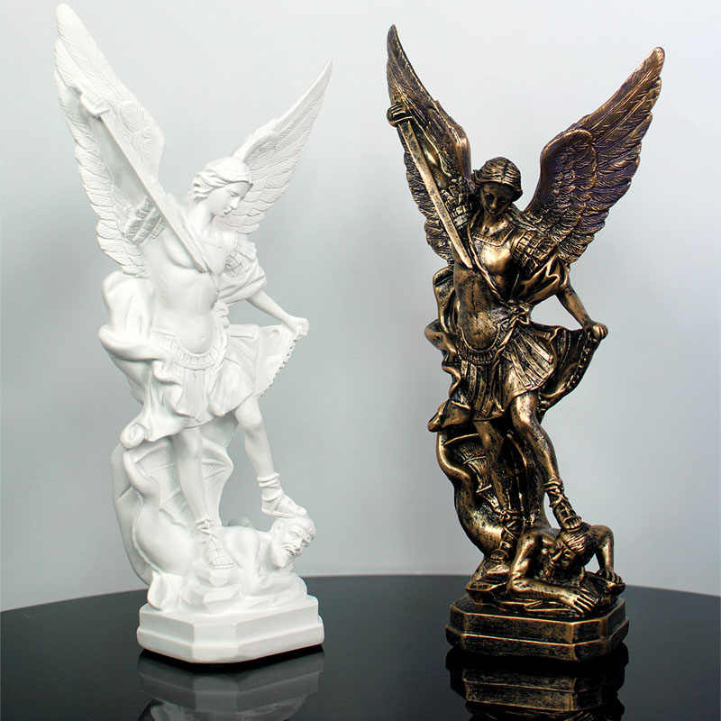 欧式大天使长米迦勒圣迈克尔雕塑摆件家居装饰树脂工艺品雕像摆设