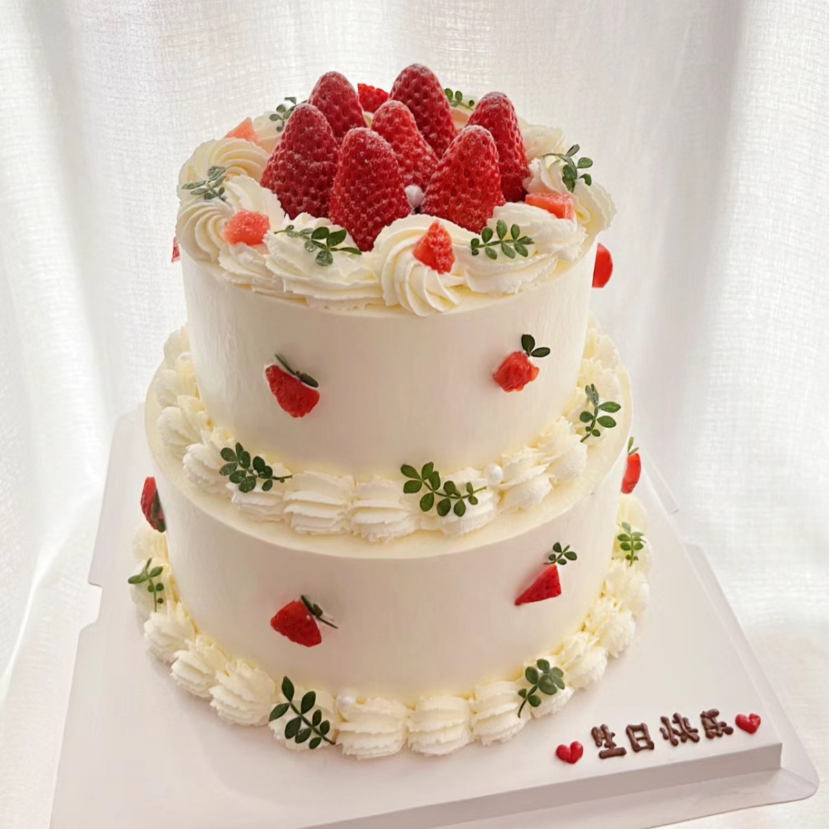 米帝欧创意双层草莓芒果多层鲜水果动物奶油生日蛋糕北京同城配送