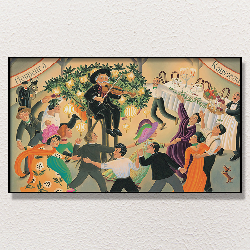 卢梭音乐演奏会欧法式人物温馨儿童房小众卡通沙发背景墙装饰壁画