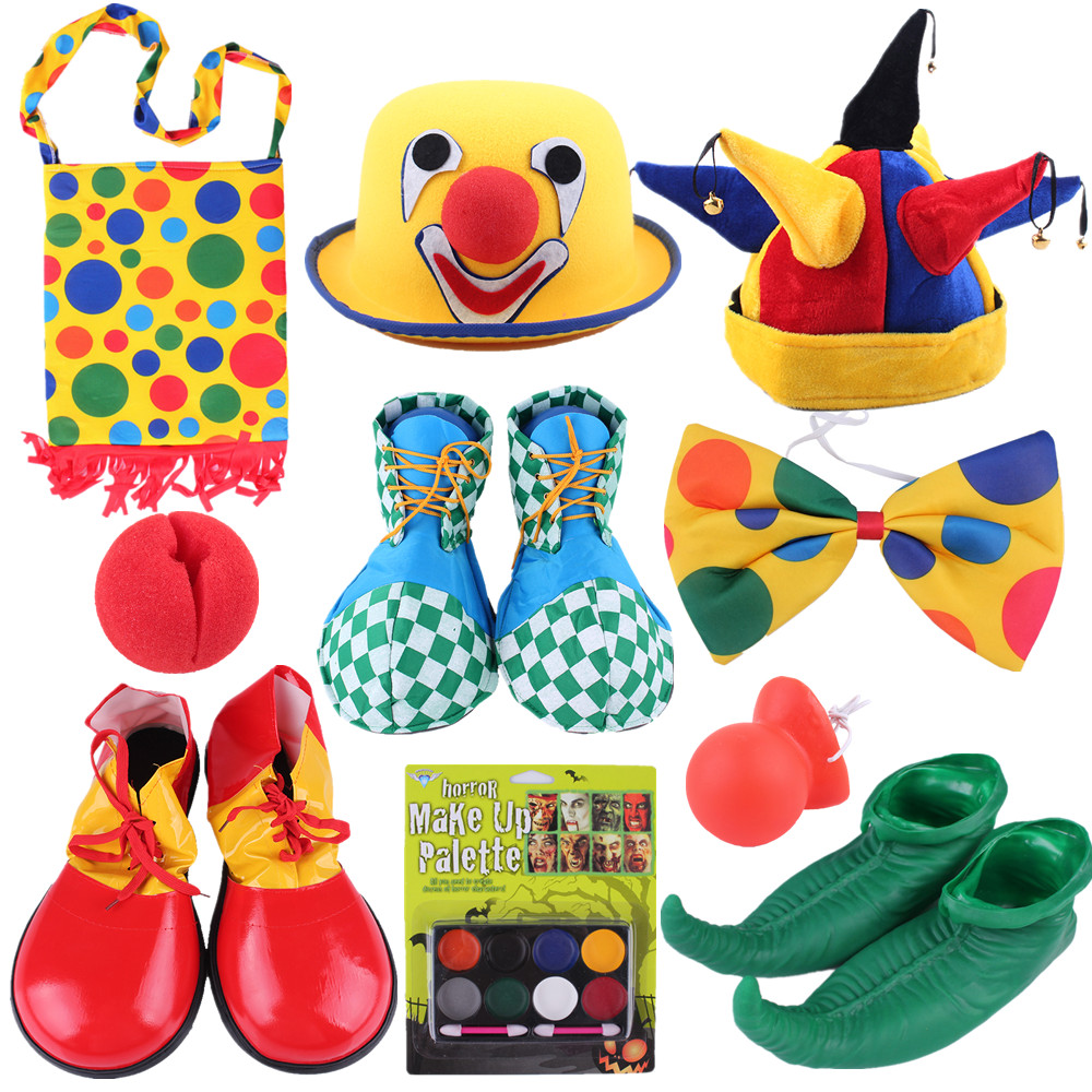 万圣节儿童搞笑表演出小丑眼镜假发红色鼻子背包气球面具气氛道具
