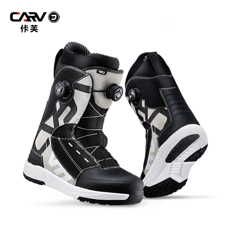 CARV双BOA新款单板滑雪鞋男女专业一字刻滑快穿鞋高硬度滑雪装备