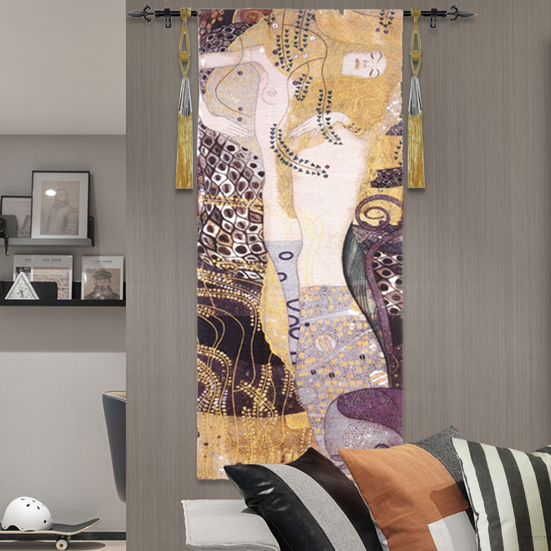 比利时挂毯金线提花艺术壁毯欧式玄关背景墙装饰布艺挂画水蛇女人