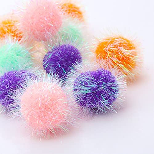Osvela Cat Ball Toys Assorted Color Pom Pom Sparkle Fuzzy Ba