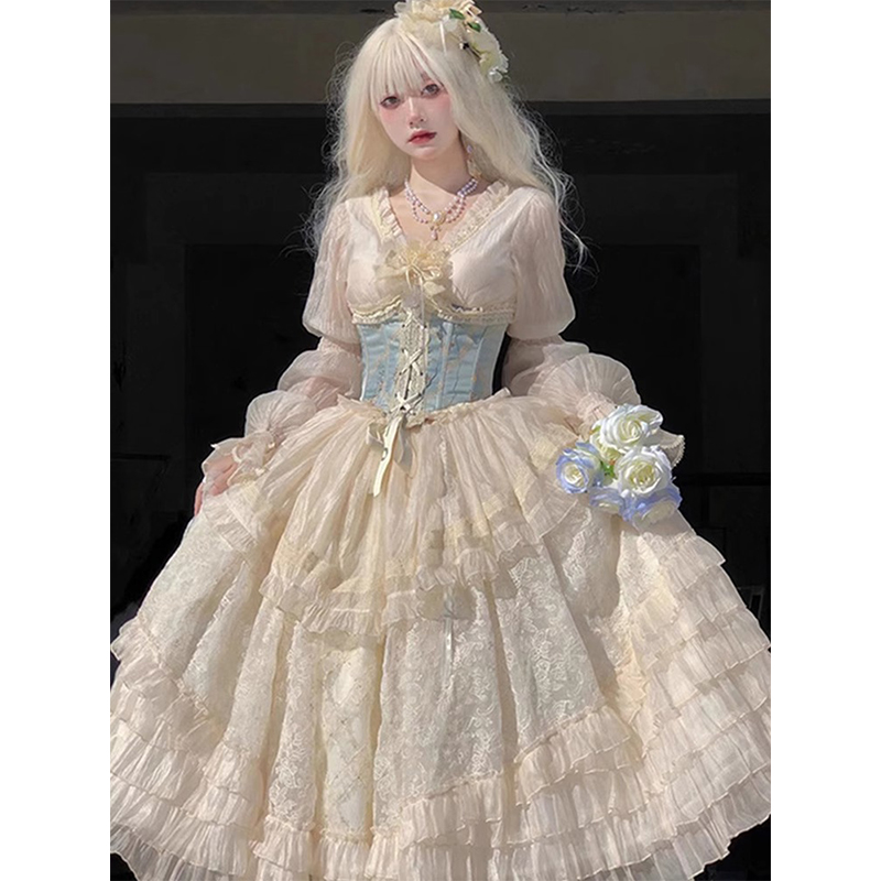 成人礼lolita重工花嫁腰封套装女洋装洛丽塔甜美优雅在逃公主裙子