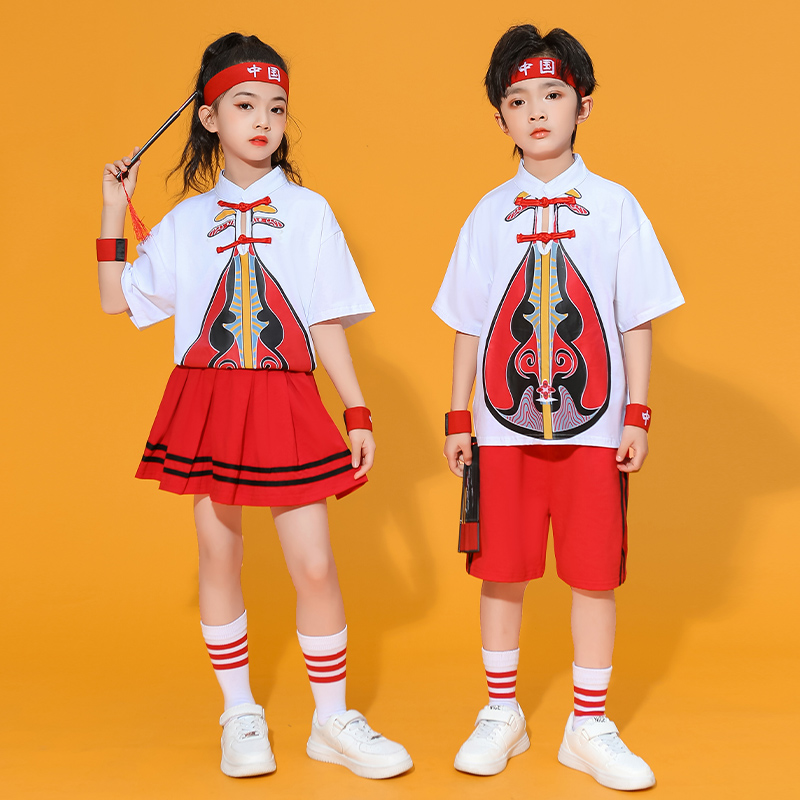 小学生中国风古典民族舞蹈古风乐器唐装唐服套装夏幼儿六一表演服
