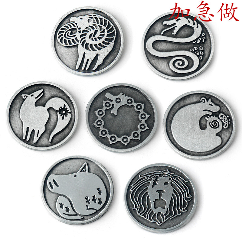 跨境新款七大罪金属纪念币主角纹身标志硬币动漫周边饰品