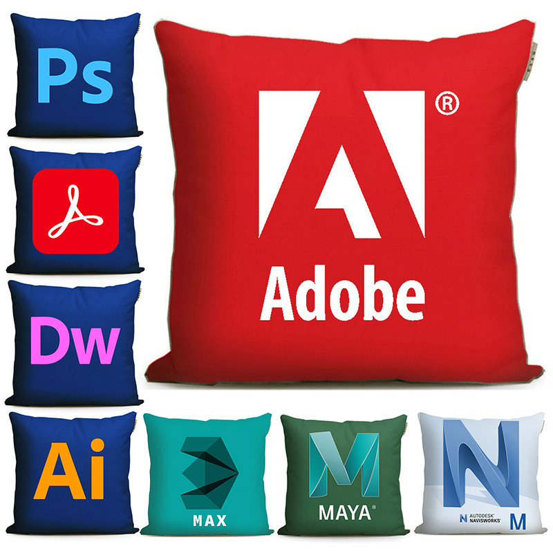 Adobe设计师周边ps抱枕ai靠枕3ds max创意autodesk软件LOGO枕头