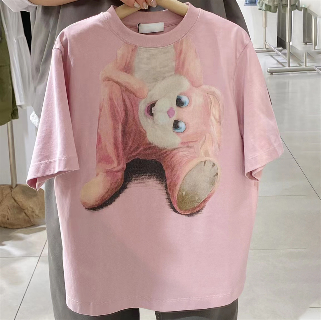 韩国童装女童短袖t恤潮牌夏季2024新款可爱儿童卡通兔子纯棉上衣
