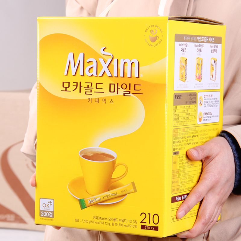 麦馨咖啡粉韩国咖啡Maxim210条麦新黄盒装咖啡韩国摩卡三合一速溶