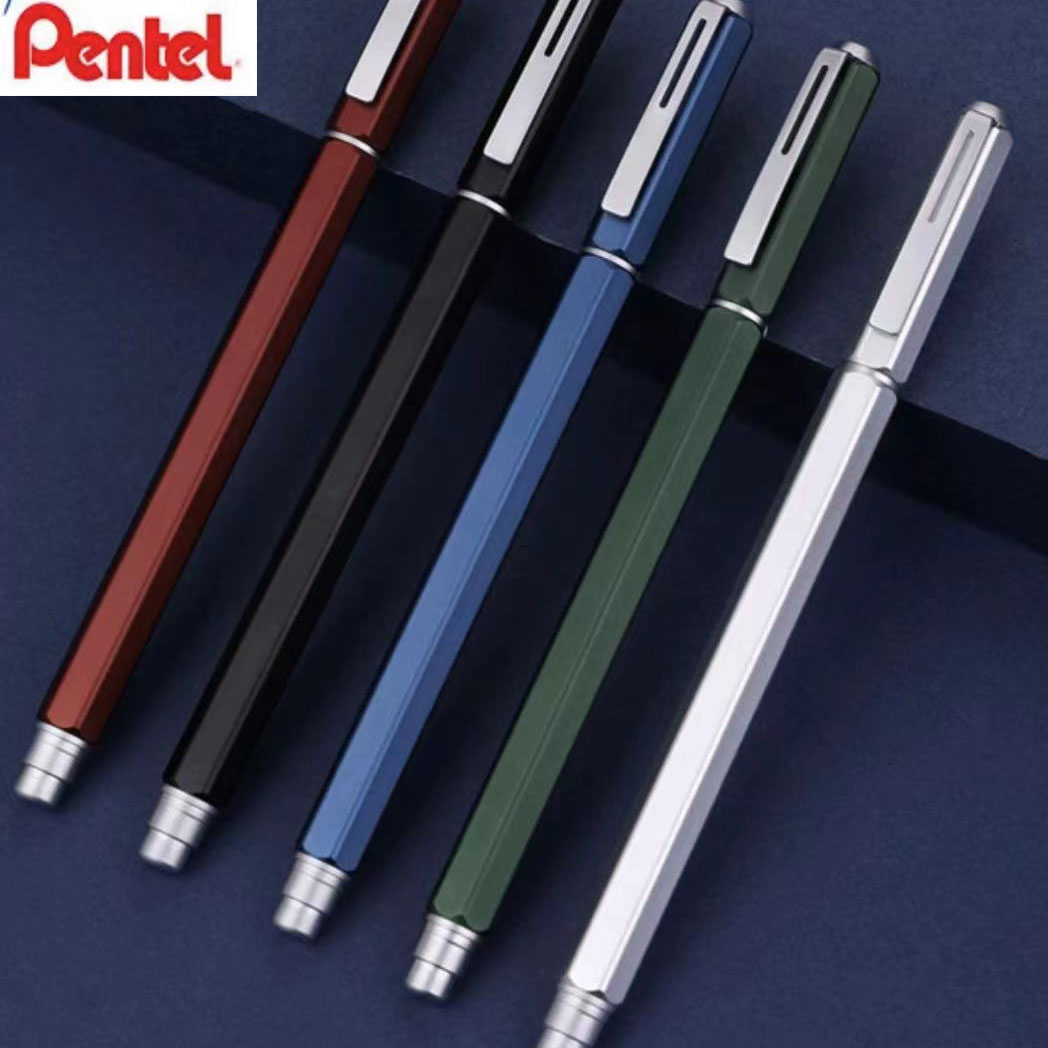 日本Pentel派通速干中性笔BLN665金属哑光磨砂笔杆商务办公签字笔
