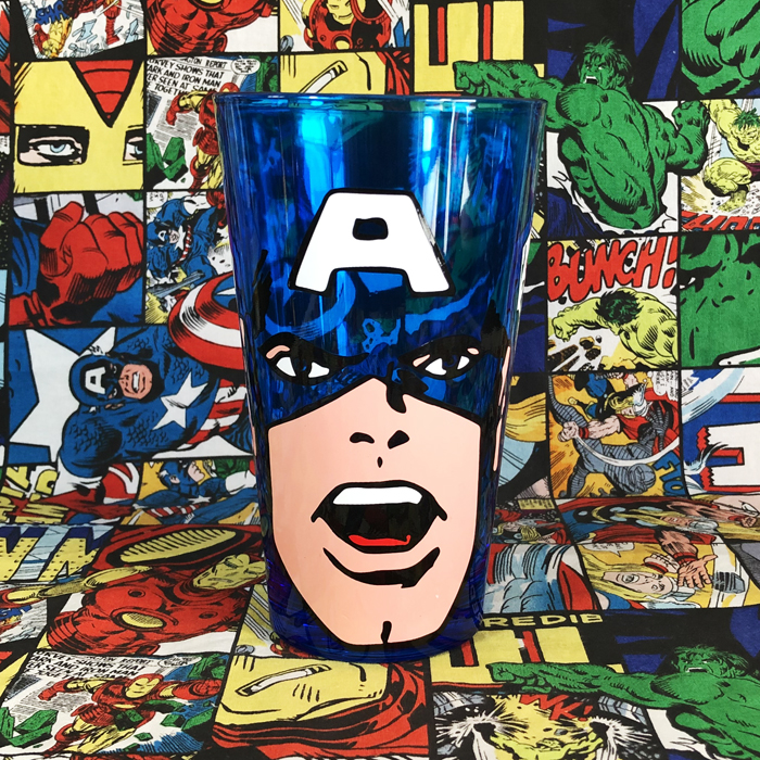 漫威MARVEL美国队长蜘蛛侠绿巨人头像面具玻璃杯水杯礼物周边收藏