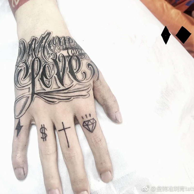【一份2张】手背纹身贴个性男潮图案手上贴纸图案英文字母暗黑系