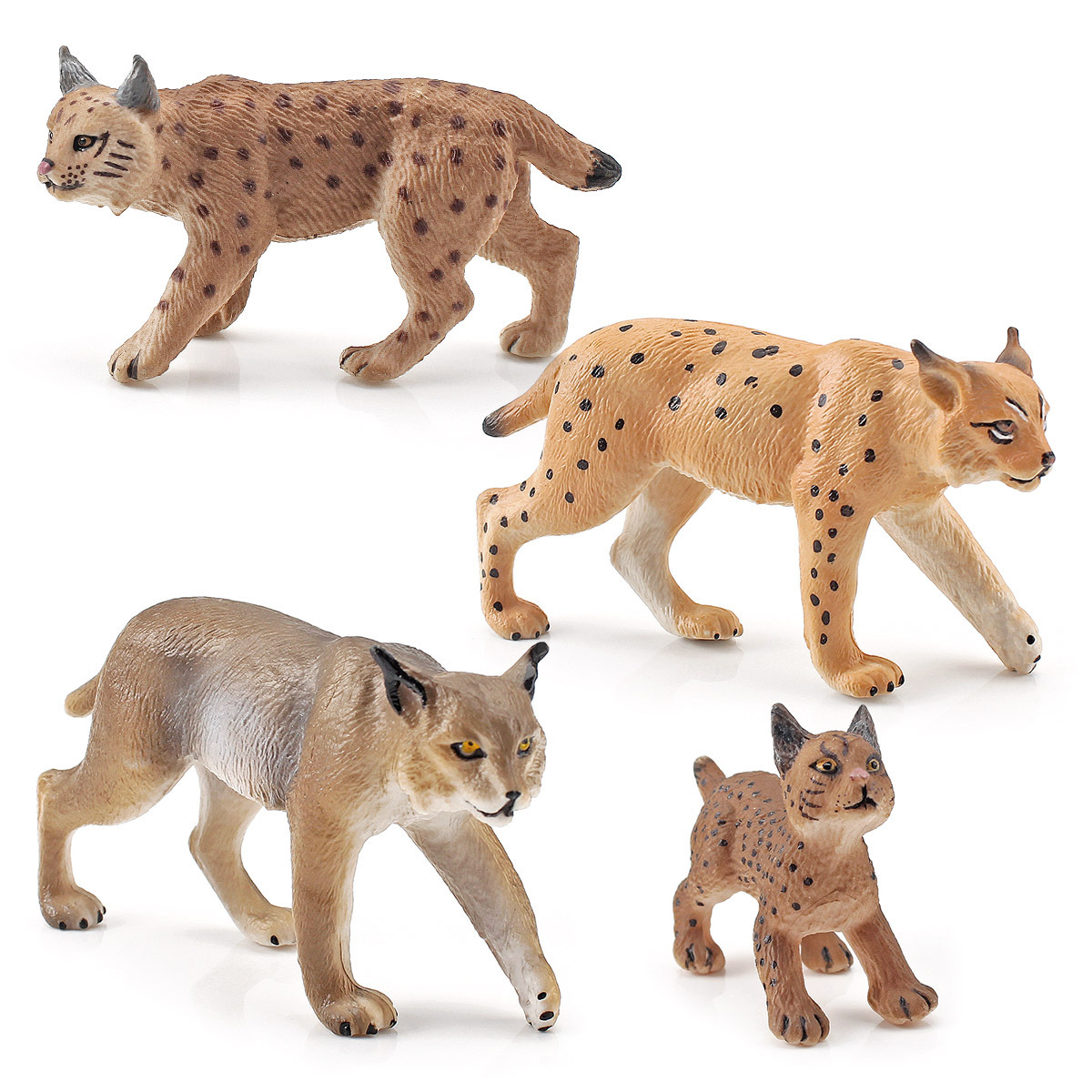 4款猞猁模型 仿真森林动物 山猫野狸子猞猁狲 儿童认知玩具 摆件