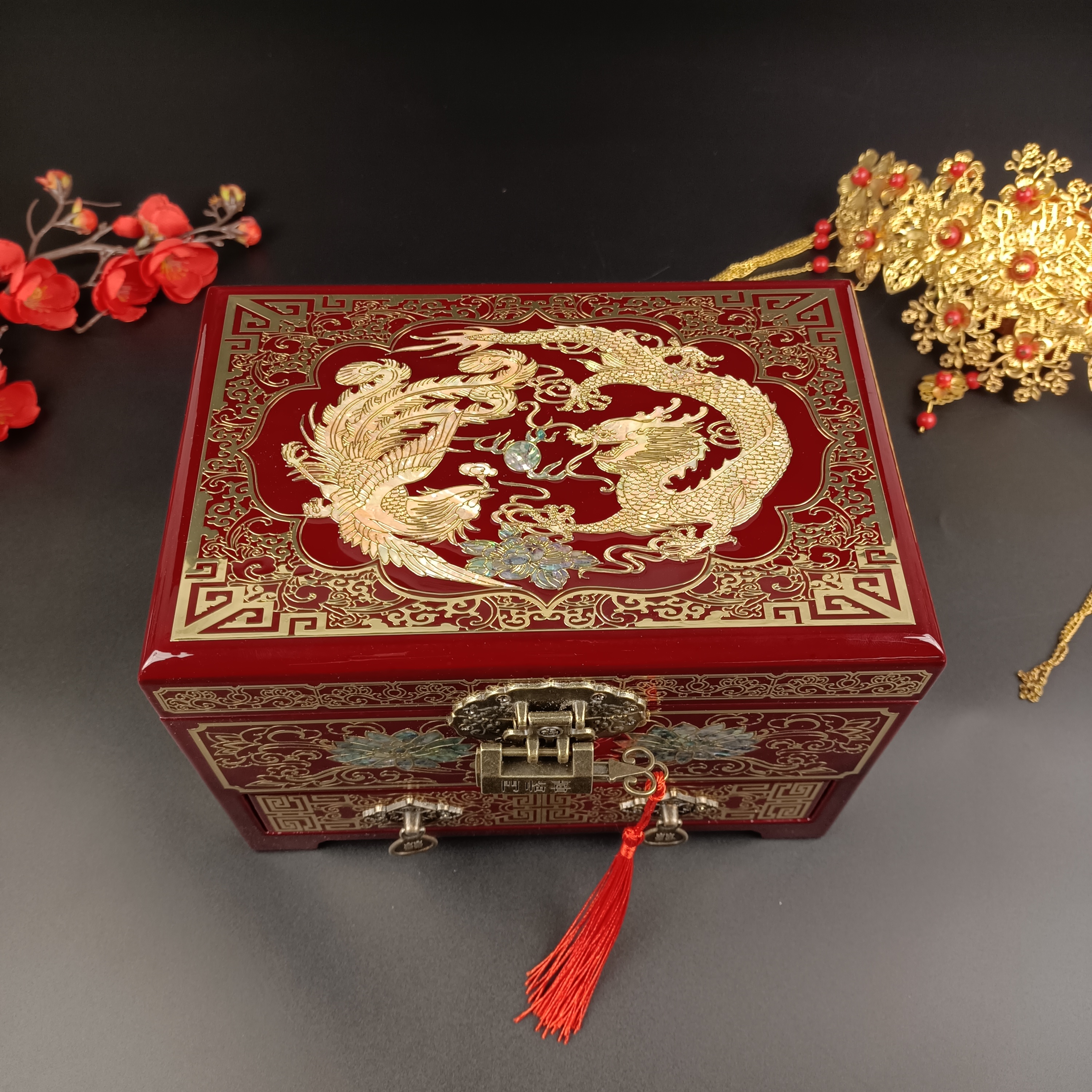 非物质文化遗产 如锦平遥漆器 新中式 婚庆礼品 陪嫁首饰盒 礼盒