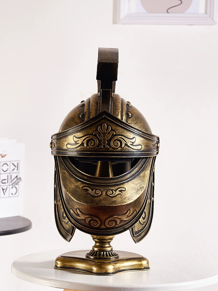 铁艺罗马士兵武士战士骑兵头盔模型摆件欧洲复古书房办公室装饰品