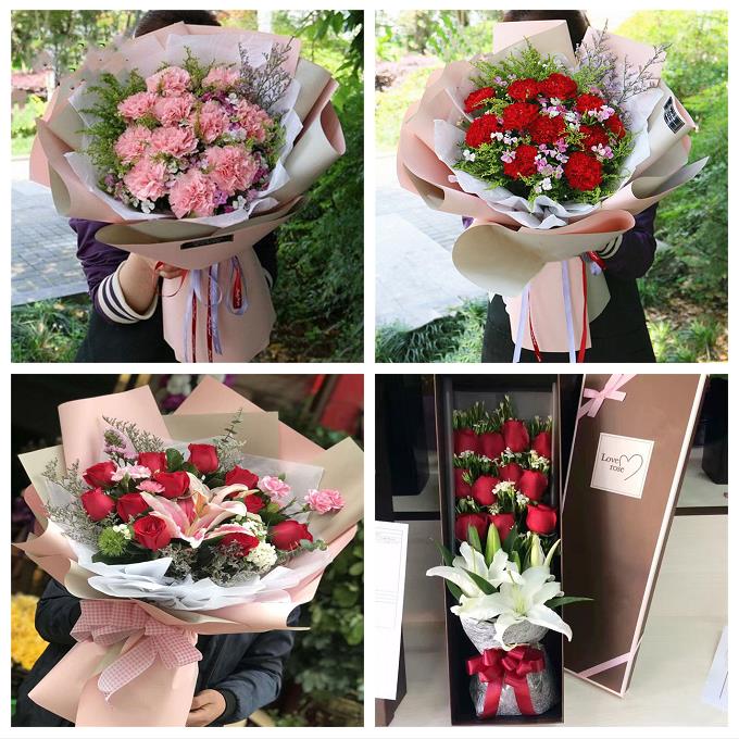 38女王妇女节鲜花红玫瑰康乃馨百合天津市河北区江都路月牙河街道