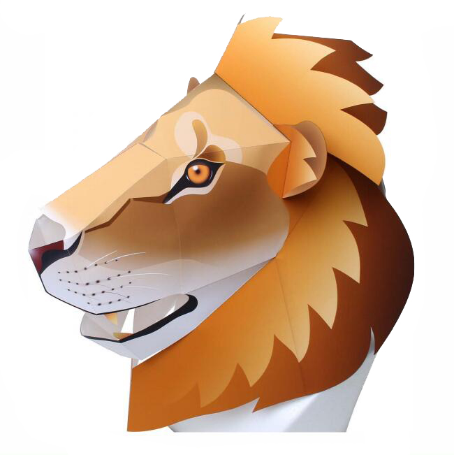 儿童益智DIY立体手工制作动物狮子面具头套头饰3D纸模型纸艺玩具