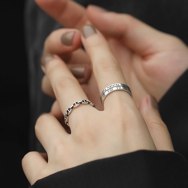 S925纯银戒指女小众设计高级感开口组合轻奢食指戒2023年新款潮