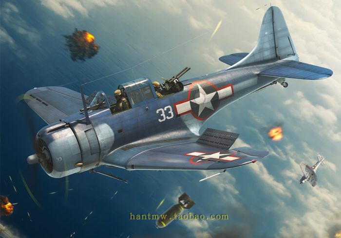 BRP144019 SBD-5无畏式俯冲轰炸机太平洋战场1/144塑料拼装模型
