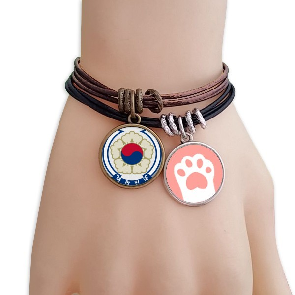 韩国国徽标志符号图案黑棕手链对饰品猫咪礼物礼品