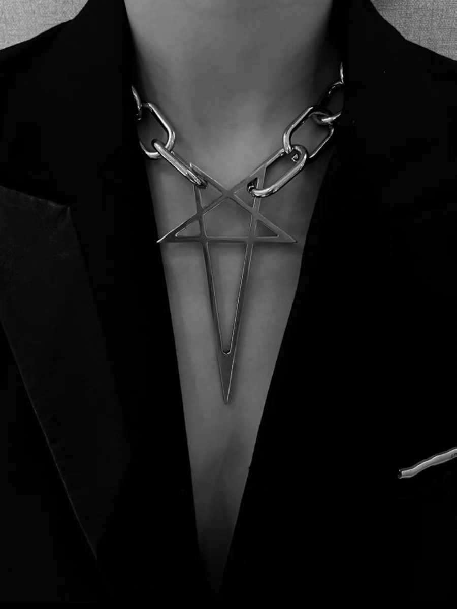 朋克哥特暗黑夸张五芒星星项链复古小众高级男女欧美毛衣链锁骨链