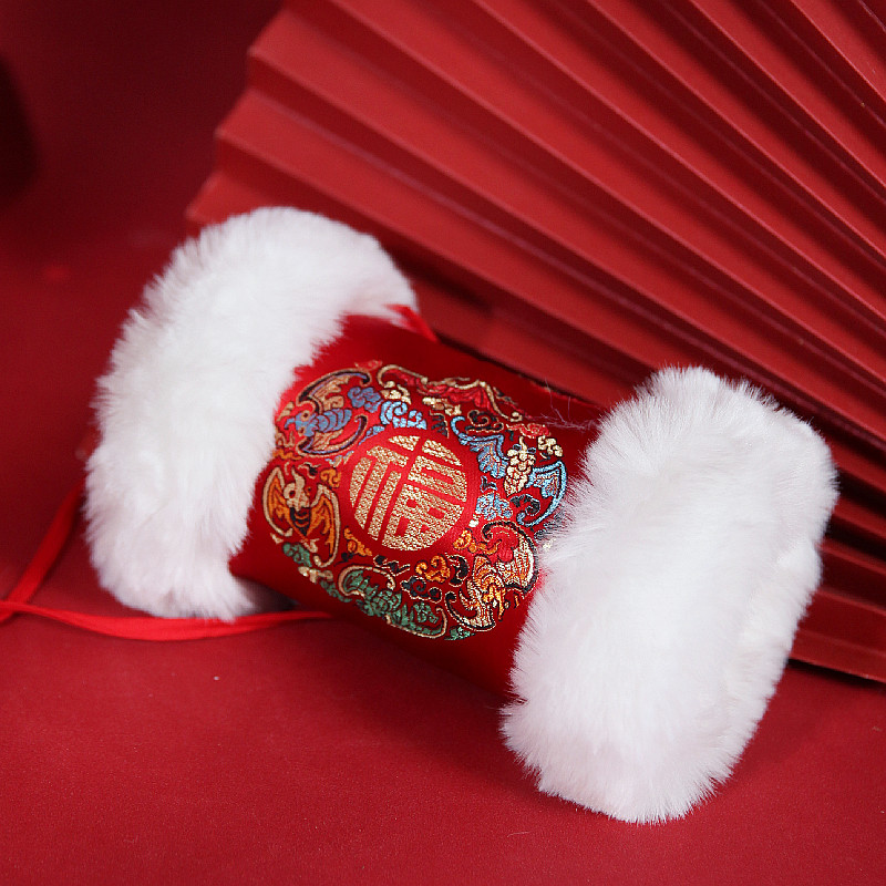 龙年新年春节中国风复古风福字加绒加厚手吾子宝宝儿童少儿暖手宝