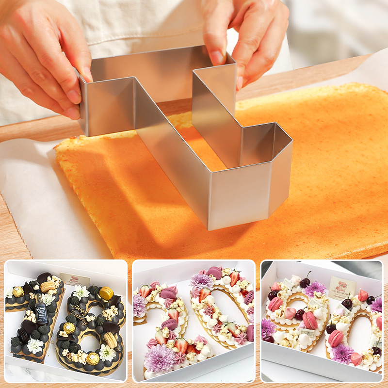 网红生日数字蛋糕模具家用英文字母不锈钢6寸8寸10寸数字烘焙磨具