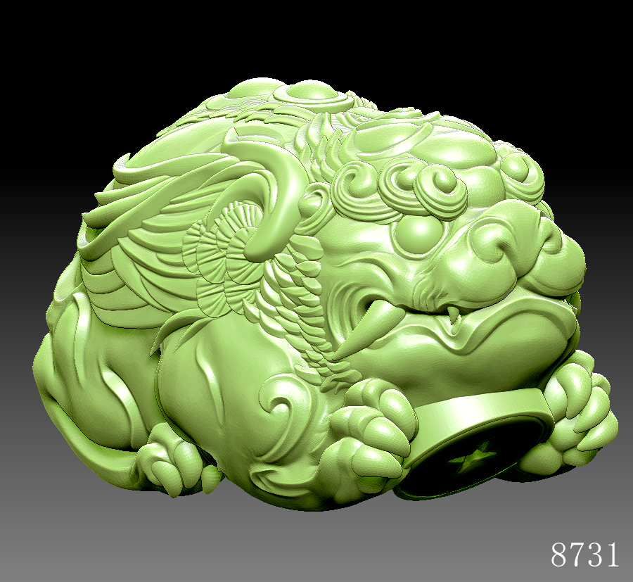 8731大耳朵貔貅圆雕图3d打印模型三维立体图stlobj格式数据雕刻图