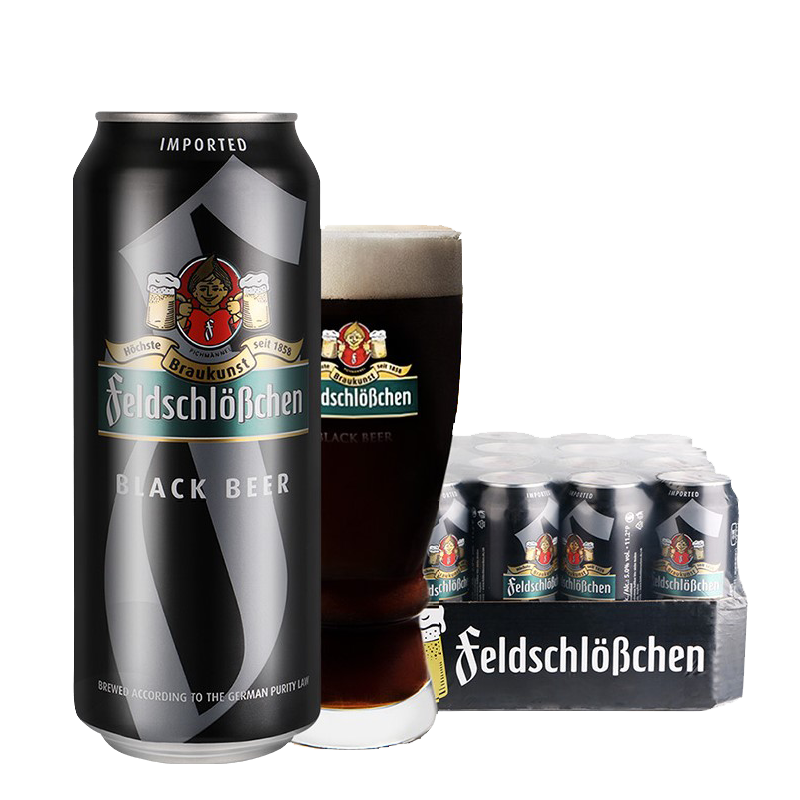 德国原装进口费尔德堡黑啤酒500ml*24听整箱包邮中粮正品