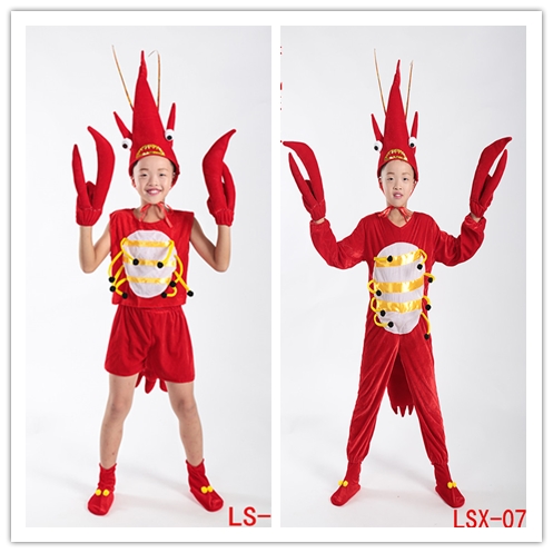 短款小龙虾演出服儿童海底世界动物表演服大虾大龙虾幼儿园舞台服