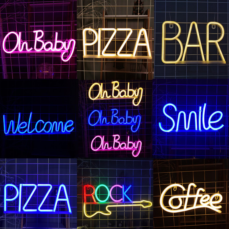 餐饮酒吧咖啡厅欢迎语发光字母灯霓虹灯挂墙氛围灯装饰灯灯牌吧台