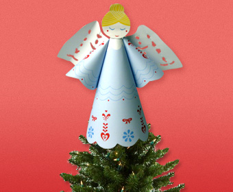 满48包邮小天使圣诞节可做树尖装饰3D立体纸模型手工DIY 附说明