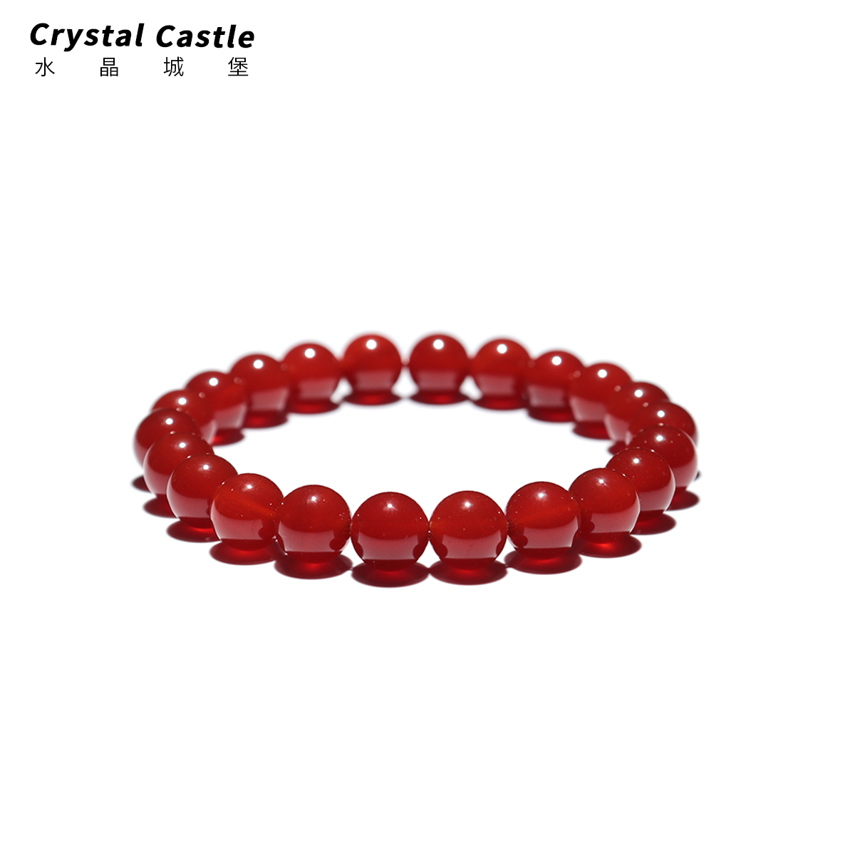 CrystalC正品天然红玛瑙手链女生简约气质水晶手串单圈
