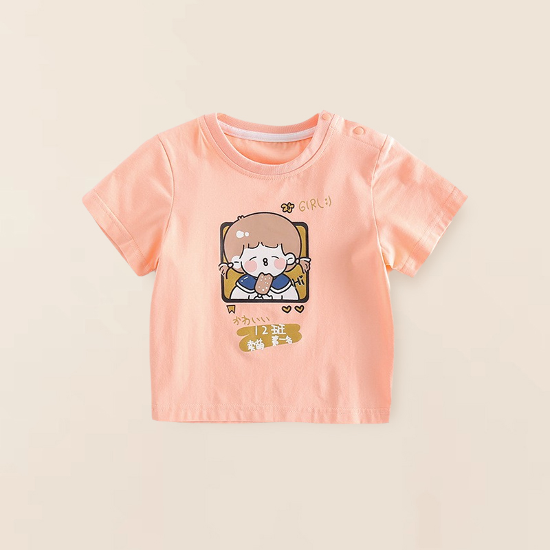 婴儿短袖t恤甜美可爱夏季男女童宝宝兄妹装Q萌大头像弹力儿童体恤