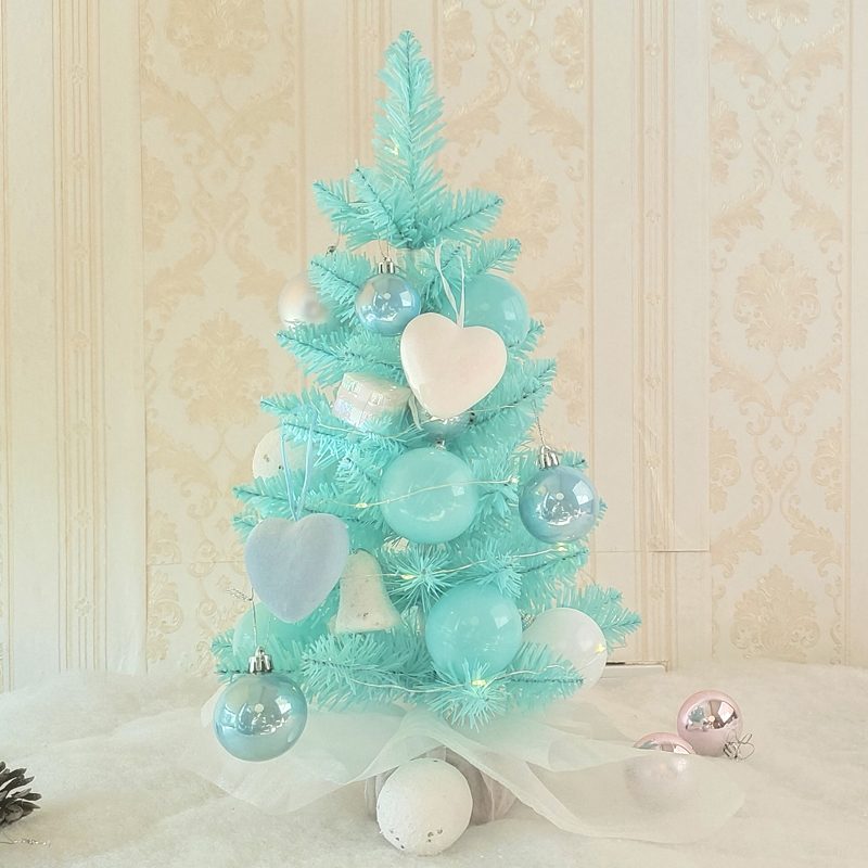 圣诞树家用蒂芙尼蓝色60cm套餐迷你摆件小型圣诞节装饰品星星挂饰