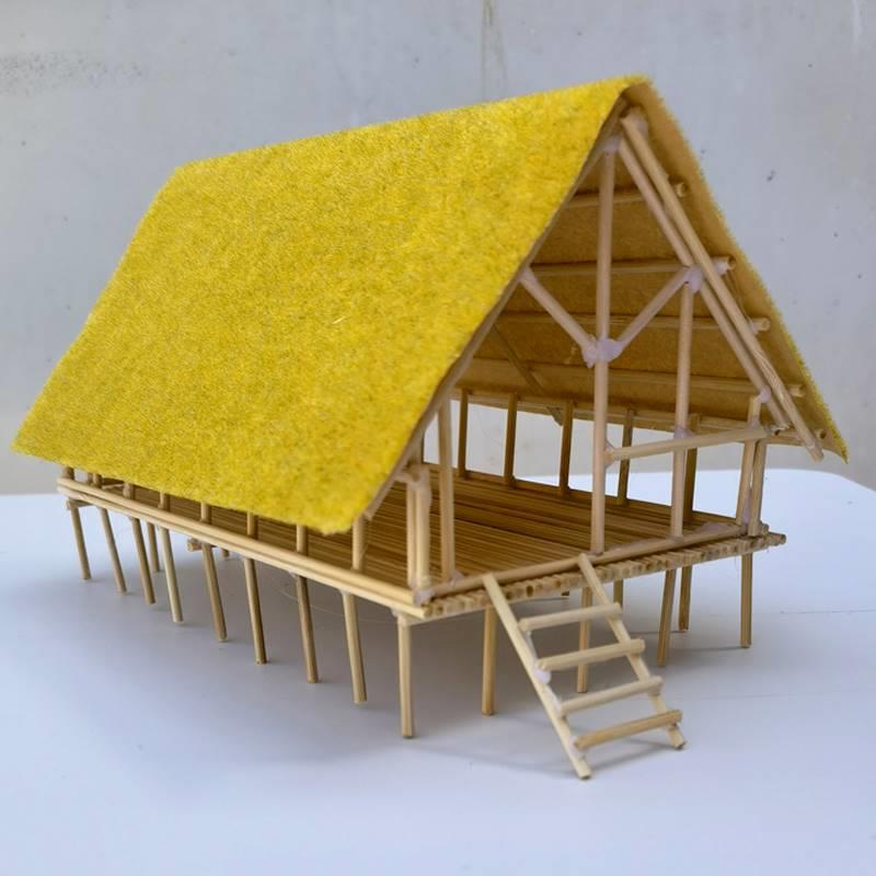 diy手工模型制作材料木冰糕冰棒条河姆渡人干杆栏式房屋建筑