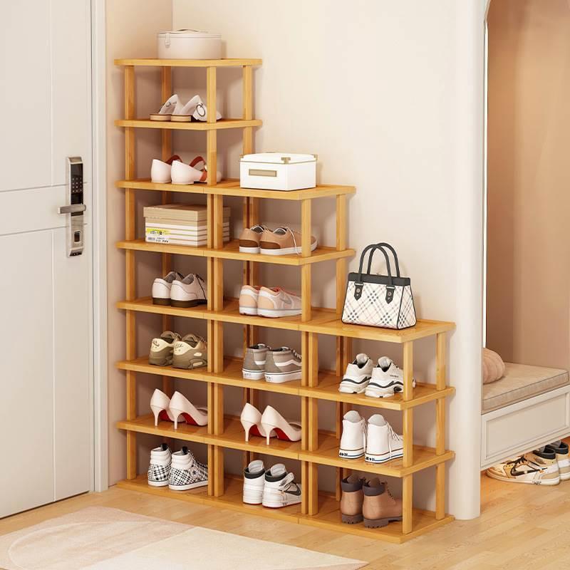 简易鞋架多层省空间家用门口入户窄小型竹鞋柜拼装组合鞋子展示架