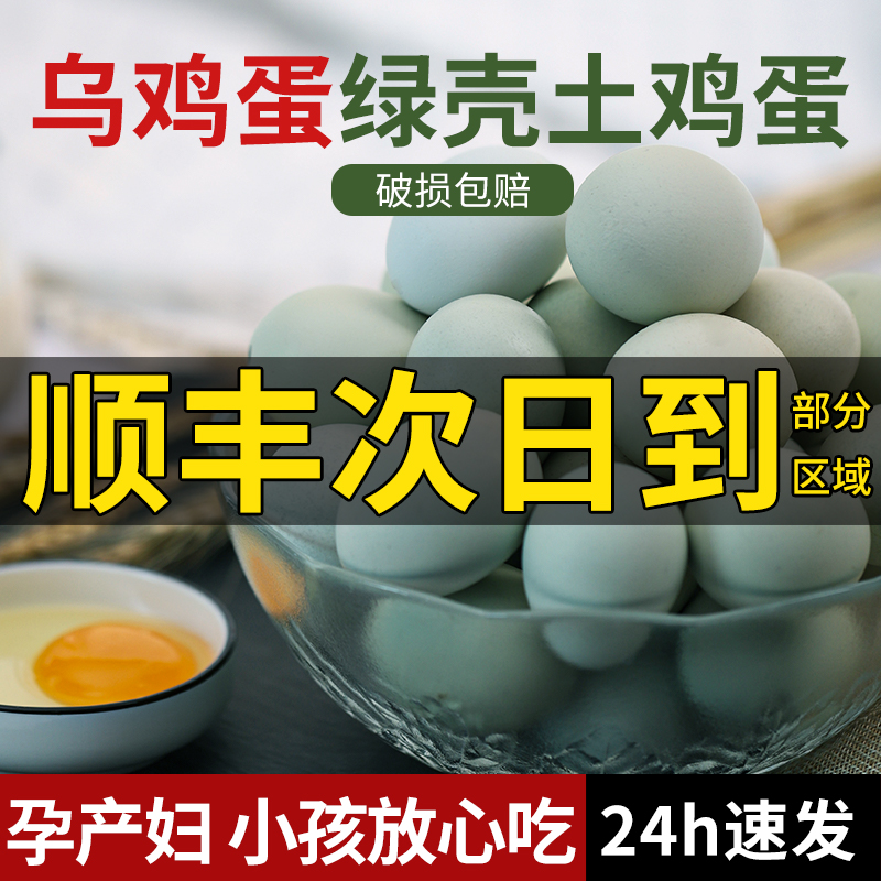乌鸡蛋新鲜正宗农家散养绿皮柴山鸡蛋40枚整箱批发草笨绿壳土鸡蛋