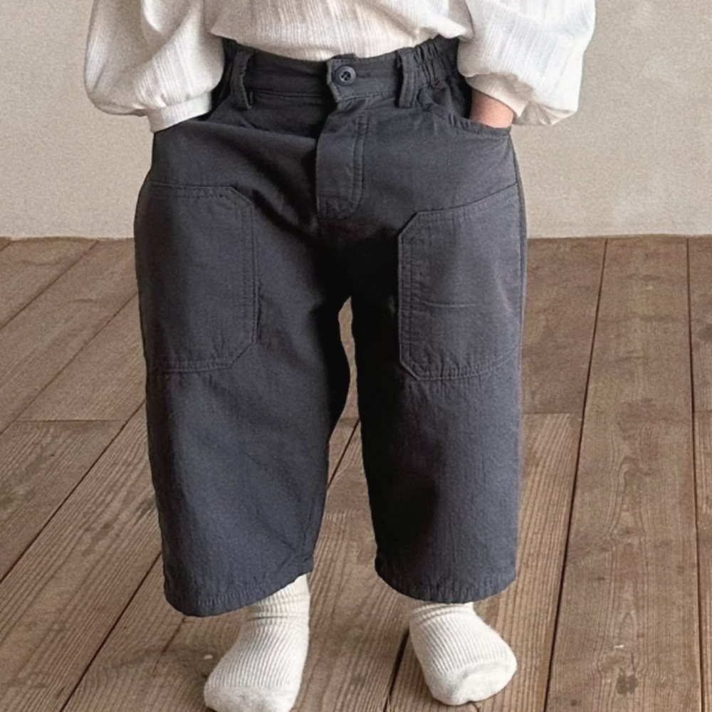 韩国进口婴幼童装时尚双侧口袋高腰休闲裤春秋九分直筒裤Bella