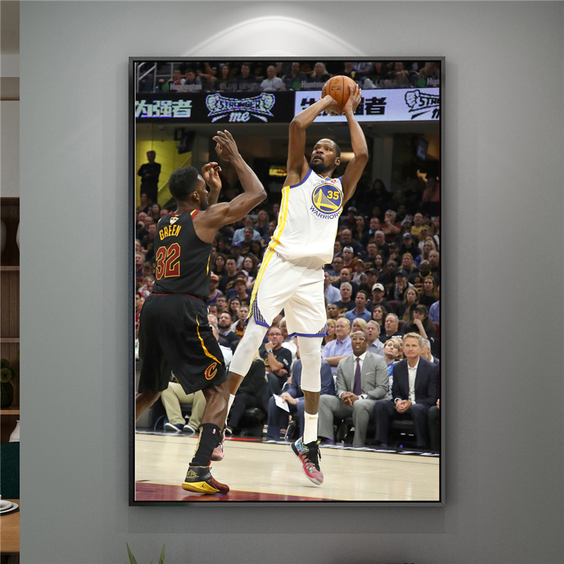 杜兰特晶瓷画NBA海报 科比詹姆斯篮网照片墙字母哥欧文湖人挂画