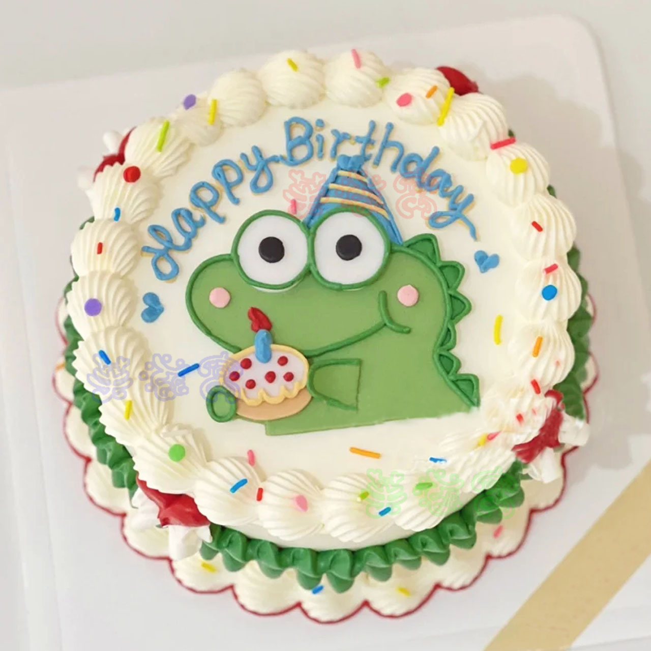 新款抹茶旦旦生日蛋糕定制小鳄鱼蛋糕卡通儿童表情包全国同城配送