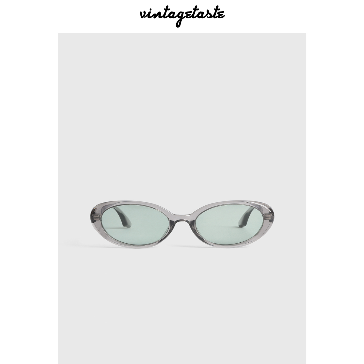 VINTAGETASTE 灰绿色椭圆墨镜防紫外线ins风冷淡风偏光镜太阳眼镜
