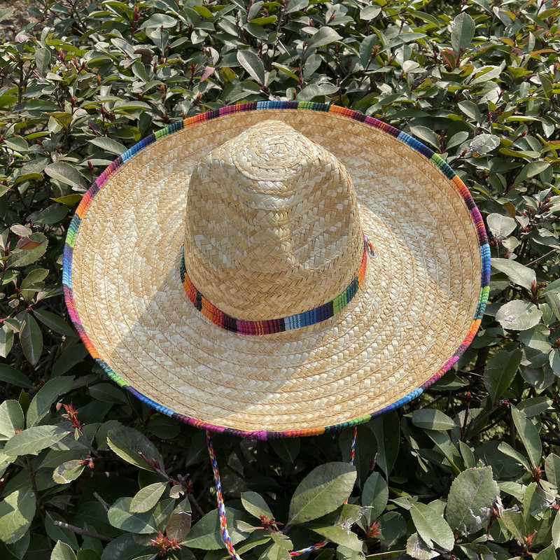 墨西哥狂欢尖尖帽麦秆草帽草帽节男女民族风情儿童表演万圣节帽
