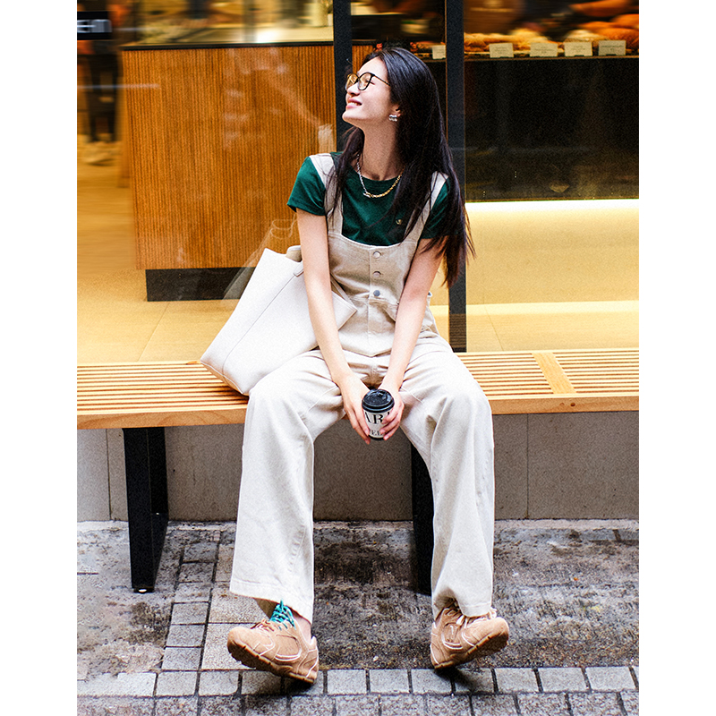 美洋MEIYANG 茶米背带裤 色织牛仔棉|日系文艺复古工装连体长裤