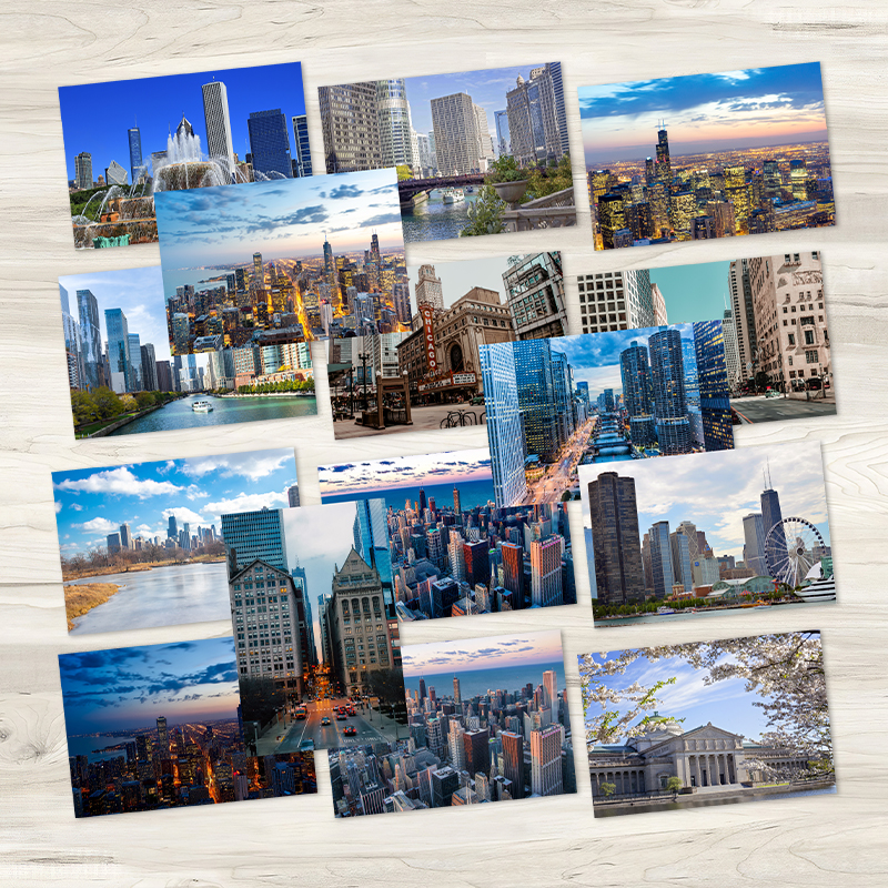 美国芝加哥明信片伊利诺伊州金融中心城市风景贺卡卡片6寸7寸