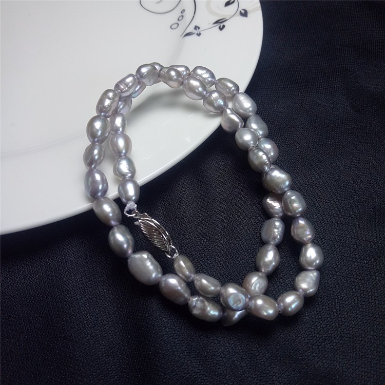 天然淡水珍珠项链 异形巴洛克不规则银灰色珍珠项链 个性男女款式